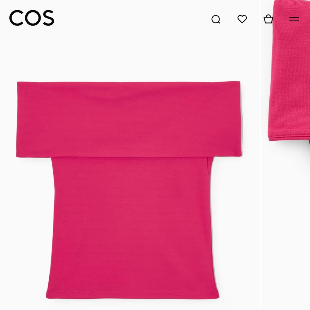 COS Pink Off-the-Shoulder Jersey Top Small